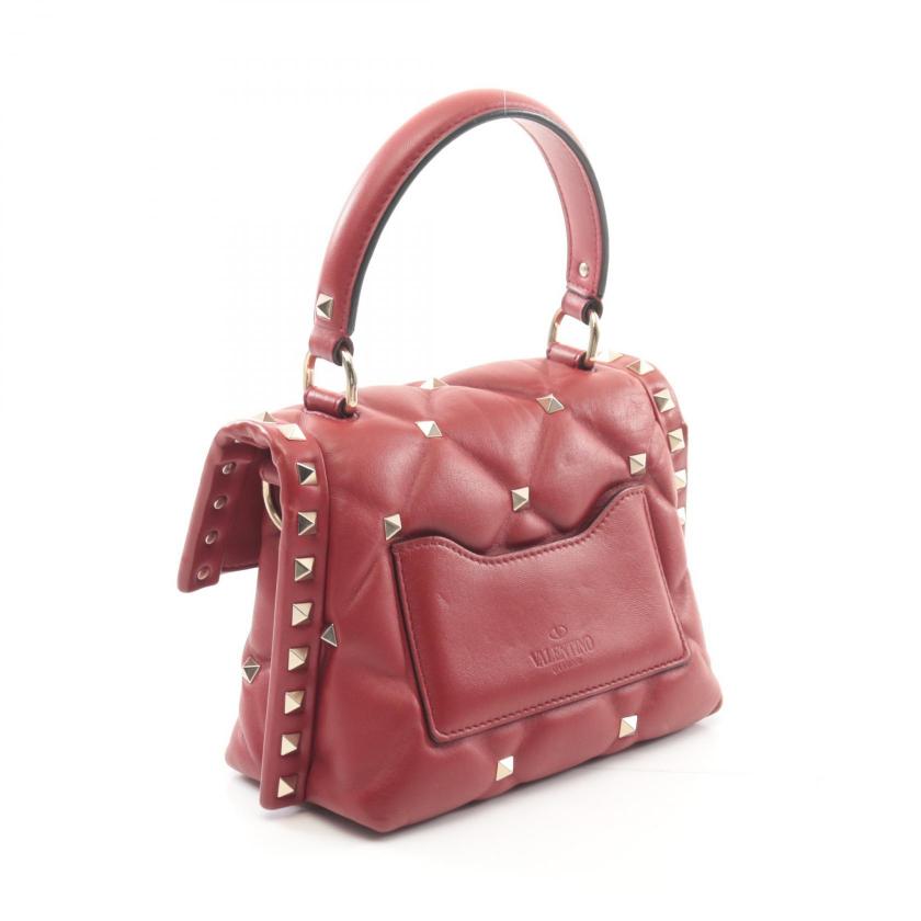 VALENTINO Rockstud Handbag Leather Burgundy 2WAY - Excellent Condition