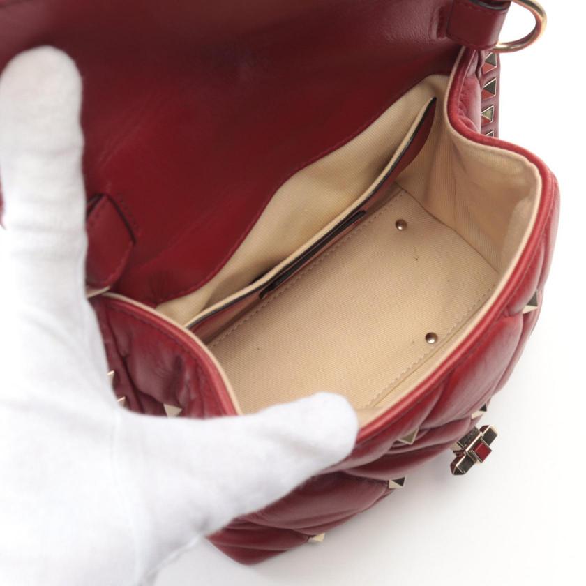 VALENTINO Rockstud Handbag Leather Burgundy 2WAY - Excellent Condition