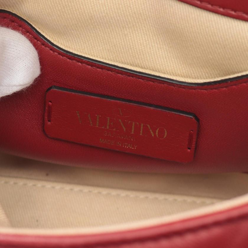 VALENTINO Rockstud Handbag Leather Burgundy 2WAY - Excellent Condition