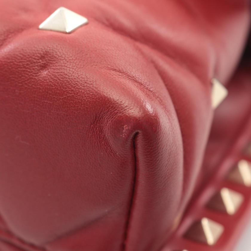 VALENTINO Rockstud Handbag Leather Burgundy 2WAY - Excellent Condition