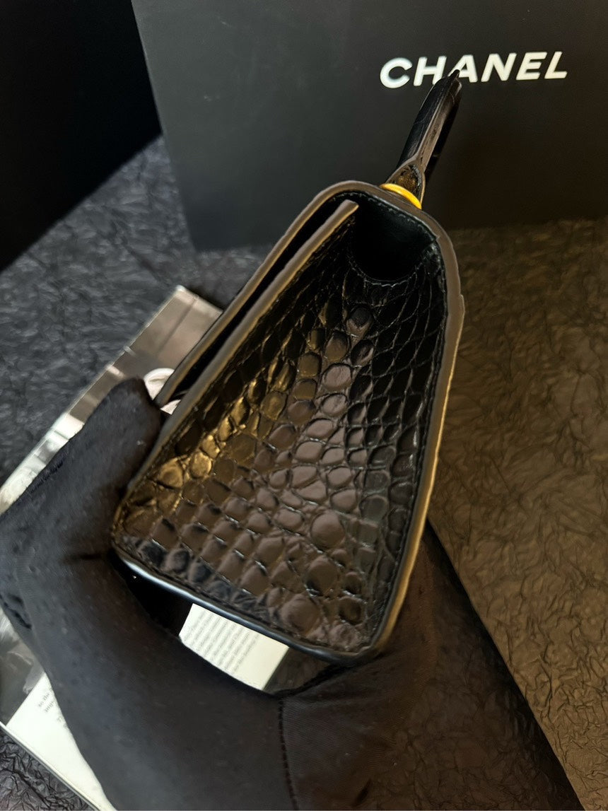 Balenciaga Hourglass Bag Black Gold Shoulder Bag