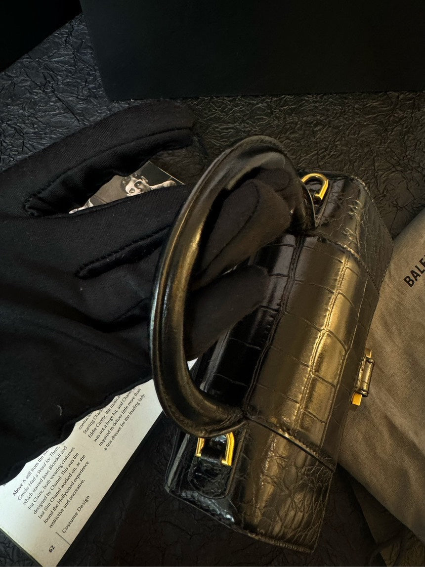 Balenciaga Hourglass Bag Black Gold Shoulder Bag