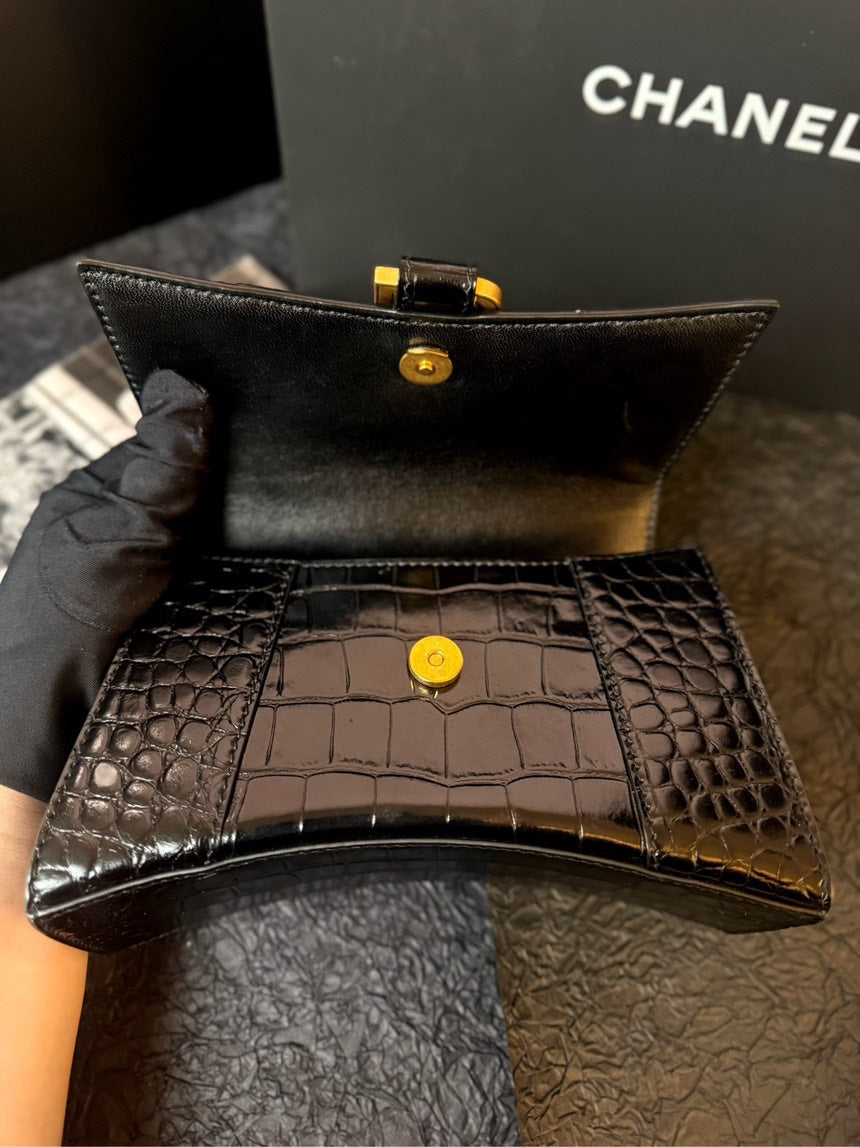 Balenciaga Hourglass Bag Black Gold Shoulder Bag