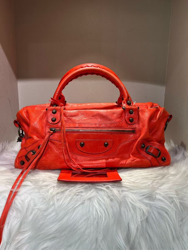 BALENCIAGA Classic City Red Leather Bag