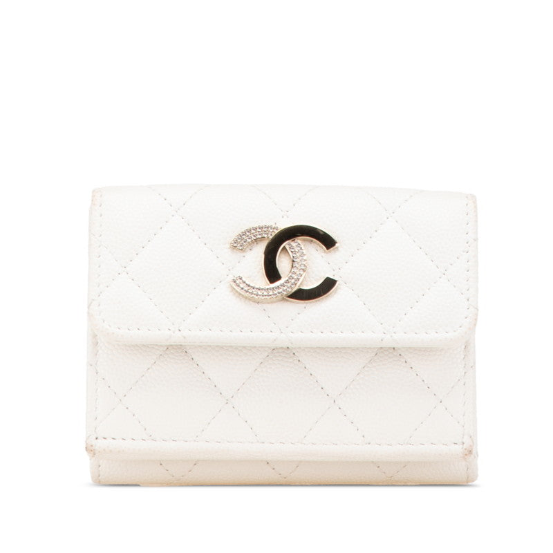 Chanel Caviar Skin Matelasse Coco Mark Rhinestone Wallet