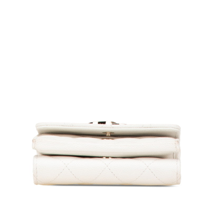 Chanel Caviar Skin Matelasse Coco Mark Rhinestone Wallet