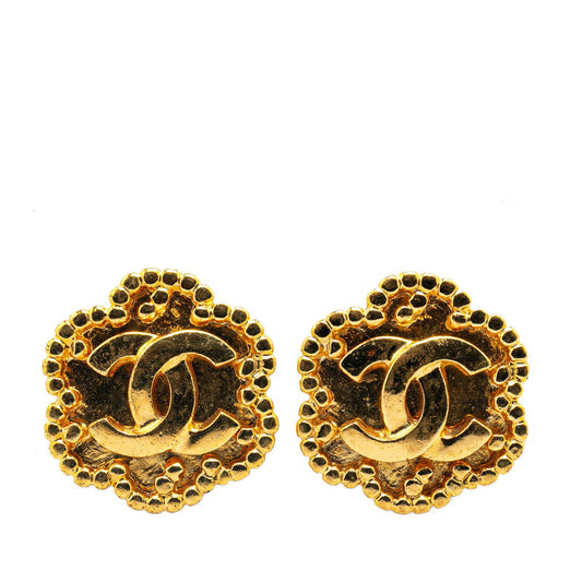 Chanel Vintage Coco Mark Flower Motif Earrings