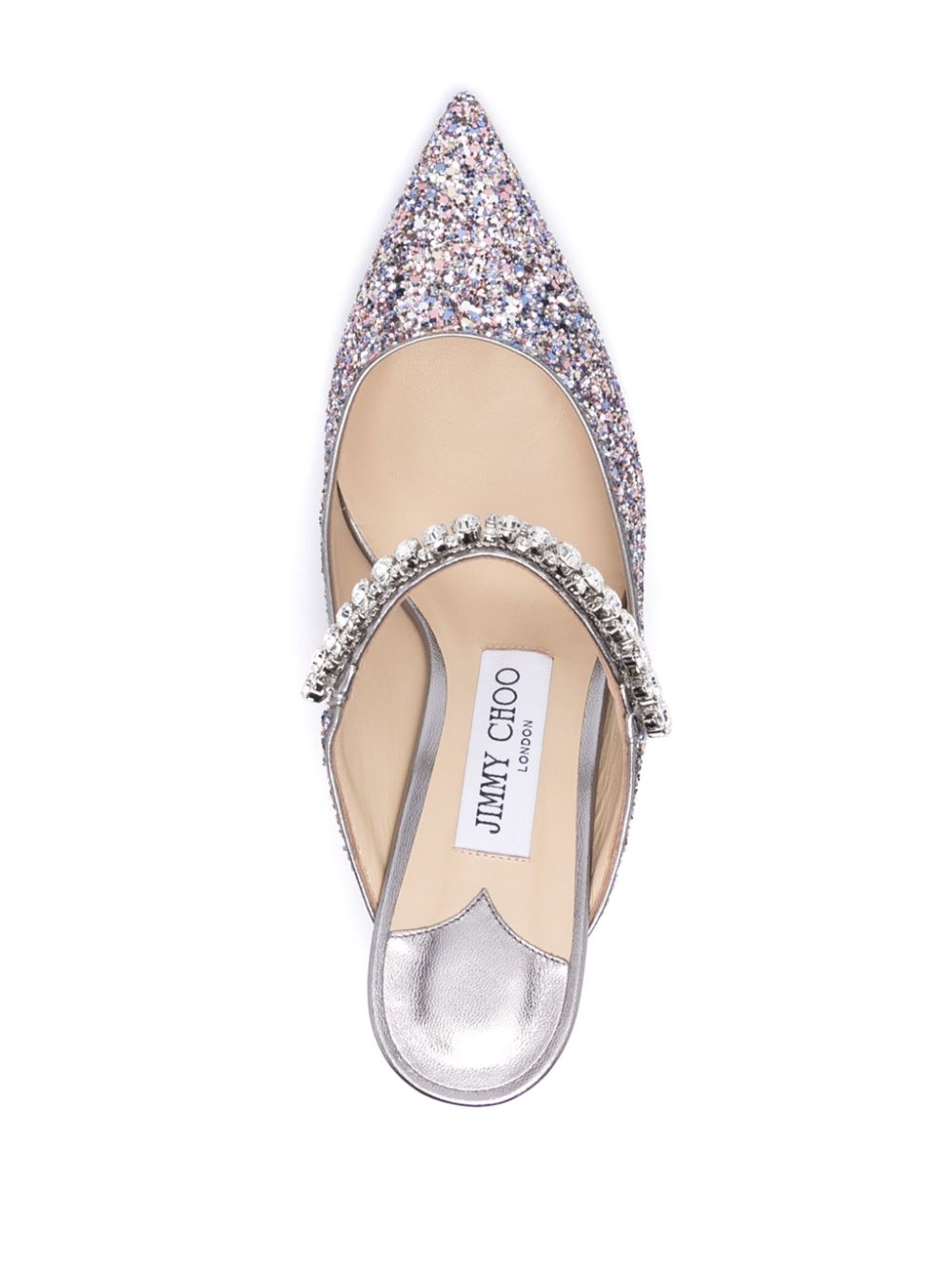 Jimmy Choo Women Bing 65 Crystal Strap Glitter Heel Mules