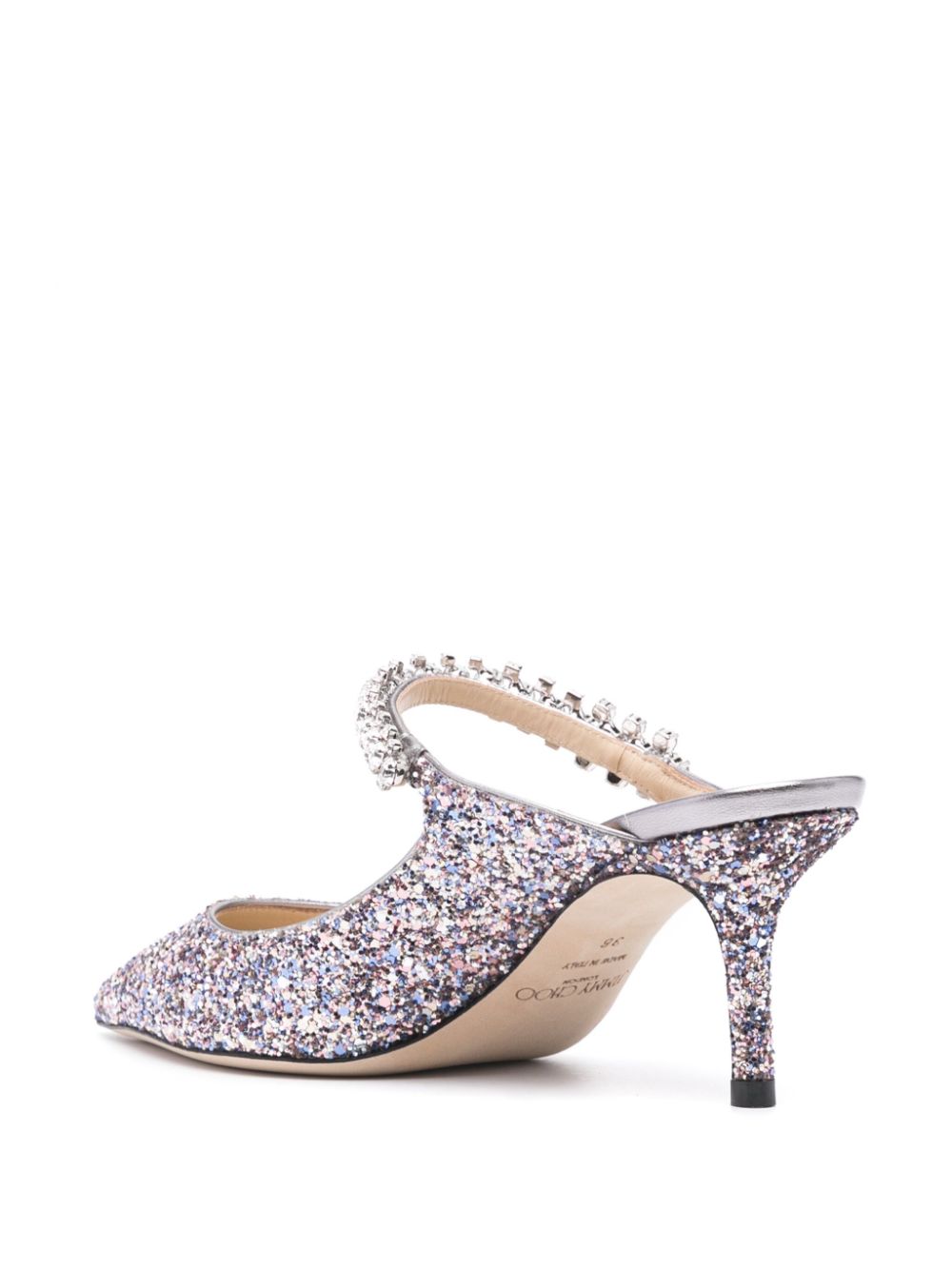 Jimmy Choo Women Bing 65 Crystal Strap Glitter Heel Mules