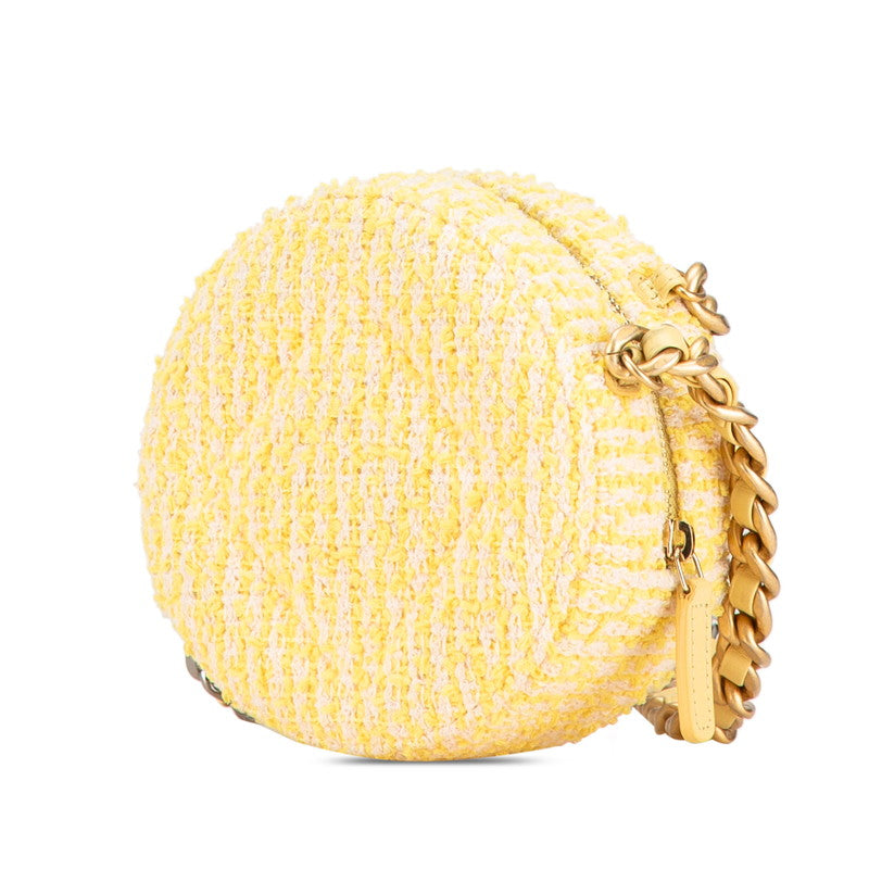 Chanel 19 Tweed Leather Round Chain Shoulder Bag