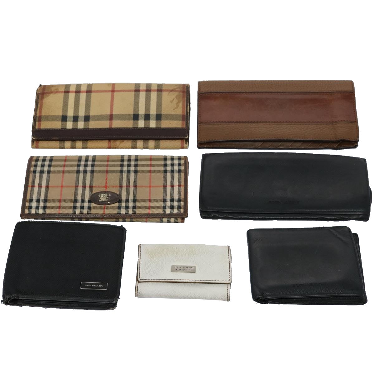 BURBERRY Nova Check Wallet Nylon Leather 7Set Beige Black Brown  ti1398