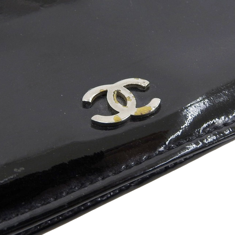 Chanel Black Patent Leather Bifold Long Wallet