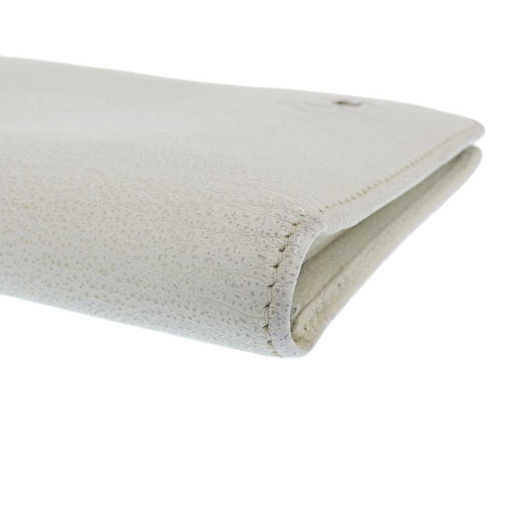 Chanel Camellia Leather Bifold Long Wallet Ivory