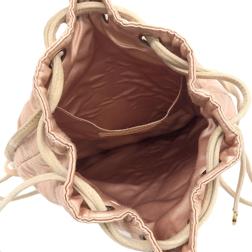 Chanel Satin Logo Backpack Pink Beige