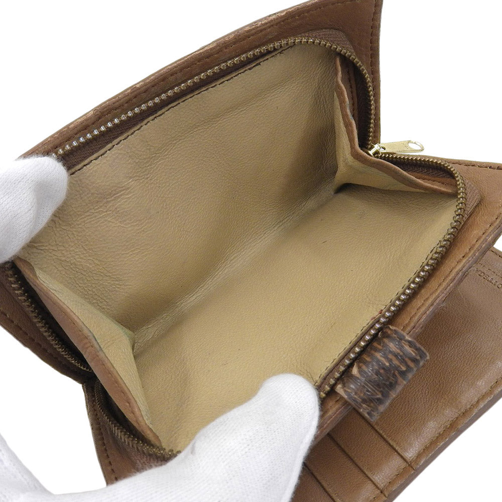 Bottega Veneta Python Leather Snap Wallet Brown