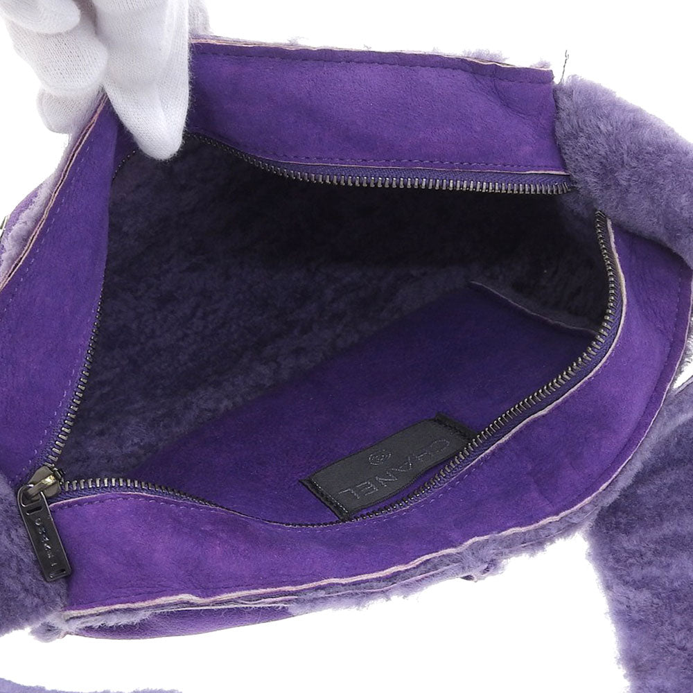 Chanel Shearling Shoulder Bag Purple