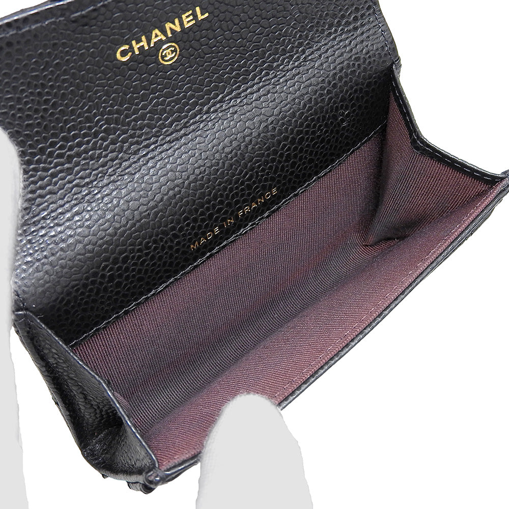 Chanel Caviar Skin Business Card Holder AP0214