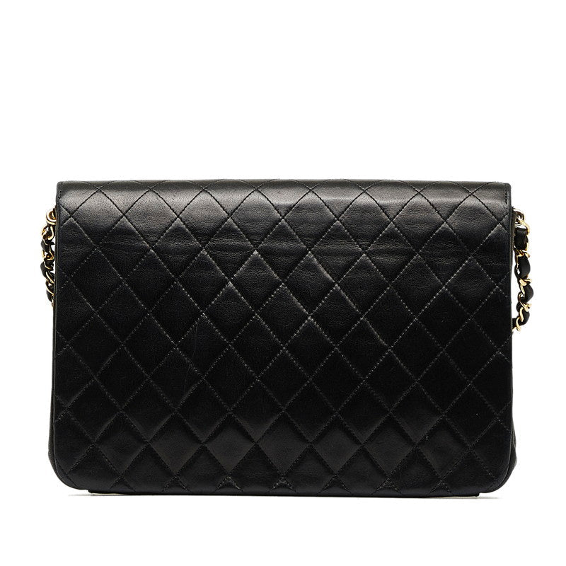 Chanel Matelasse Single Chain Shoulder Bag Black Gold Lambskin