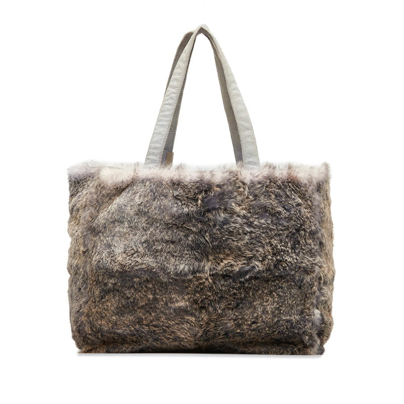 Chanel Rabbit Fur Suede Coco Mark Handbag Tote