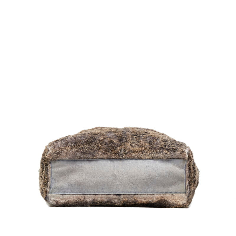 Chanel Rabbit Fur Suede Coco Mark Handbag Tote