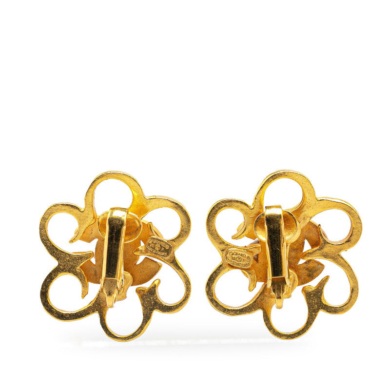 Chanel Coco Mark Flower Motif Earrings Gold
