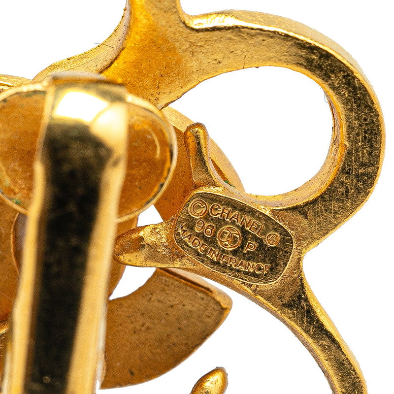 Chanel Coco Mark Flower Motif Earrings Gold