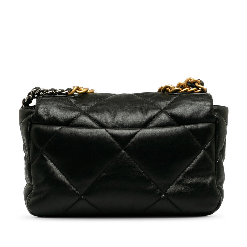 Chanel Matelasse Coco Mark Chain Shoulder Bag Black Lambskin