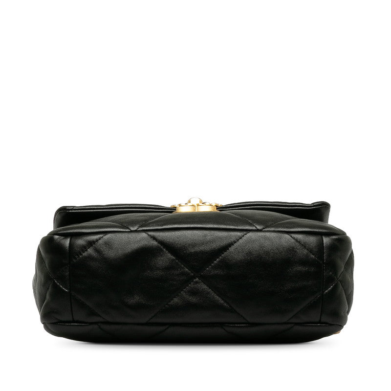 Chanel Matelasse Coco Mark Chain Shoulder Bag Black Lambskin