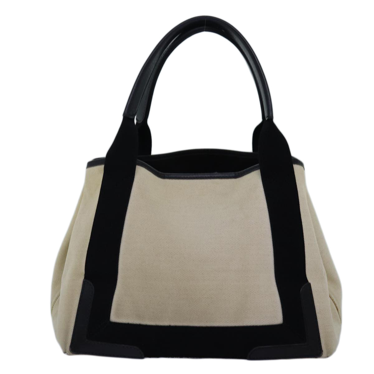 BALENCIAGA Navy Cabas S Hand Bag Canvas White Black 339933 Auth yk12669