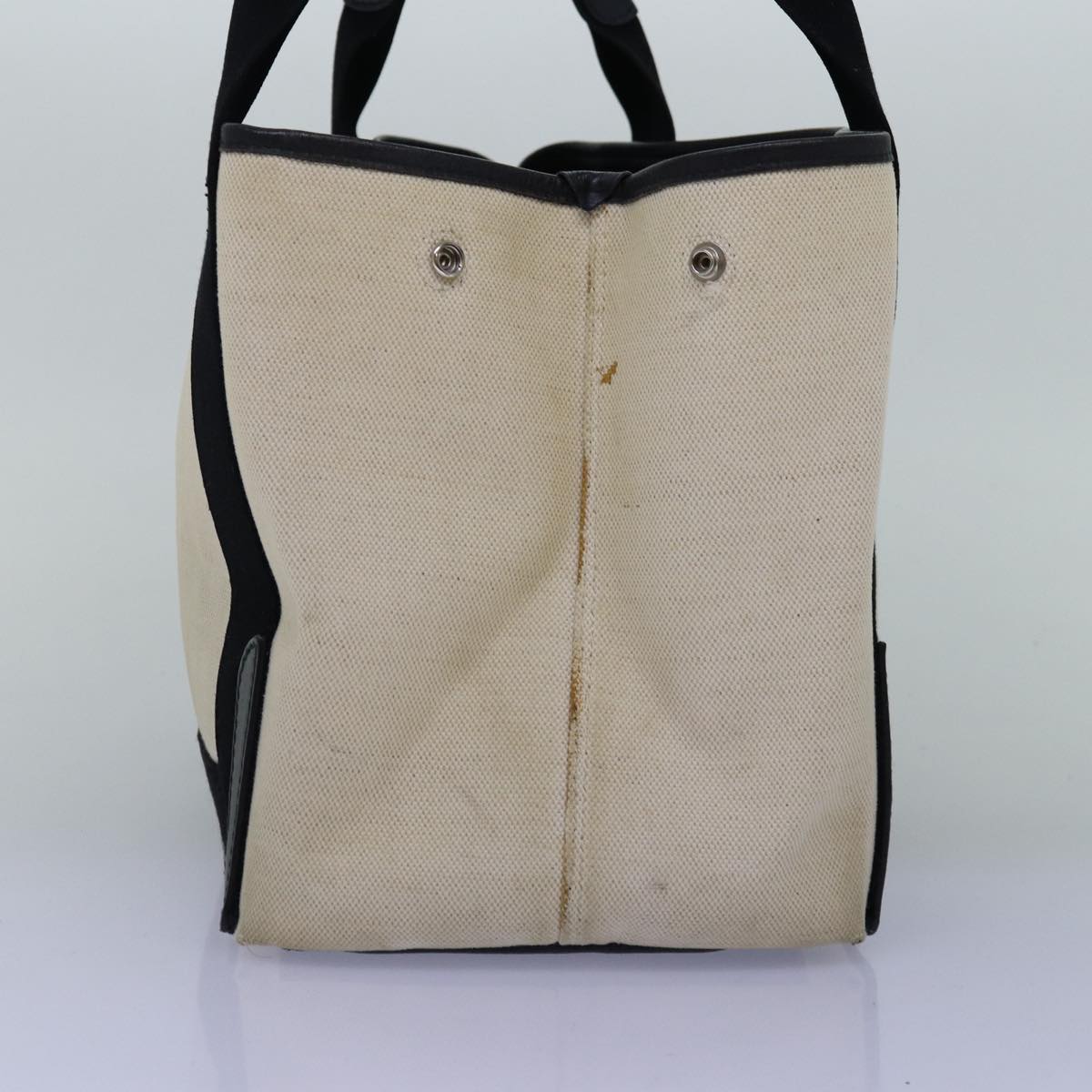 BALENCIAGA Navy Cabas S Hand Bag Canvas White Black 339933 Auth yk12669