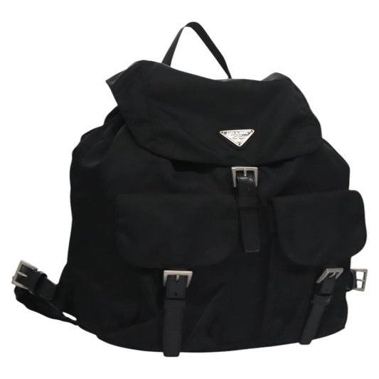 PRADA Backpack Nylon Black Silver  yk16844