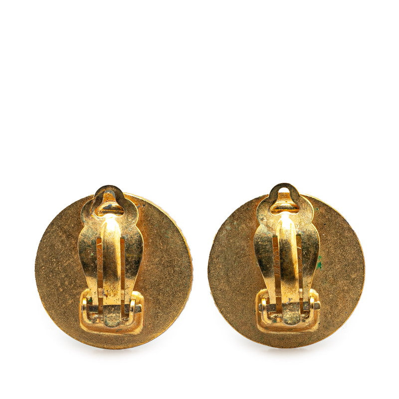 Chanel Vintage Coco Mark Shell Round Earrings