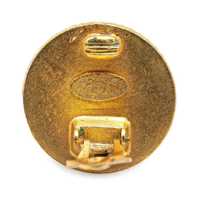 Chanel Vintage Coco Mark Shell Round Earrings